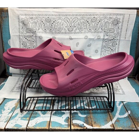 HOKA One One Ora Recovery Slides 3 Mens Size 12 Sandals Beet Root shoes main image 11